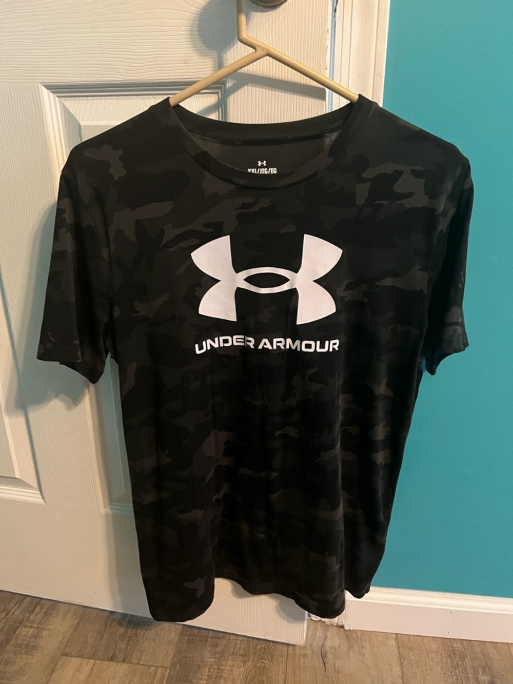 Under Armour Black Camo Short Sleeve Performance Tee with White Logo